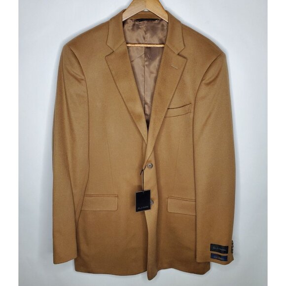 John Nordstrom Mens 100% Colombo Cashmere Tan Sport Coat Size 46XL 2 Button NWt - Picture 1 of 10